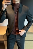 秋冬咖啡打底中式立领西装高级感男装中山装单件西服DX2306-P155，男装T恤，星座197
