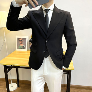 2025秋装黑色新款品质西装英伦小西服男士外套DX2215-P138图片