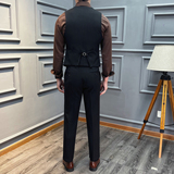 高品质条纹马甲男通勤职业婚礼马夹黑色马甲套装MJT2501-P130，男装休闲套装，星座197