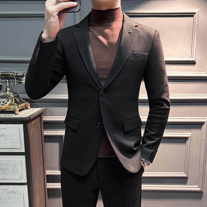 高品质新款毛呢加厚保暖西装男套装暗条纹二粒扣西服LJT6692-P230,男装西服套装,星座197