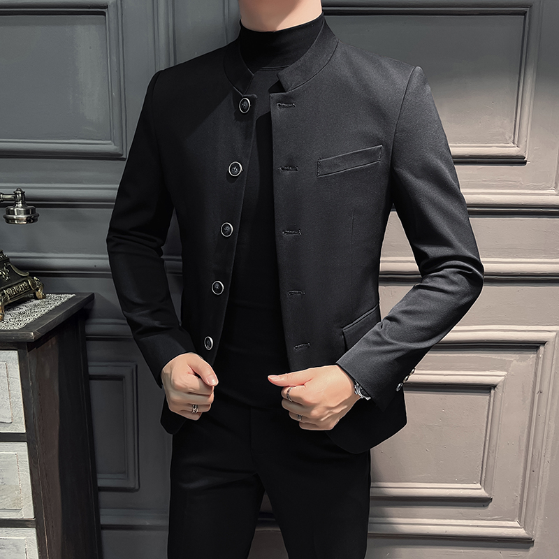 春装新款西装外套男立领男士修身休闲二件套西服套装LJT2307-P210，男装西服，星座197