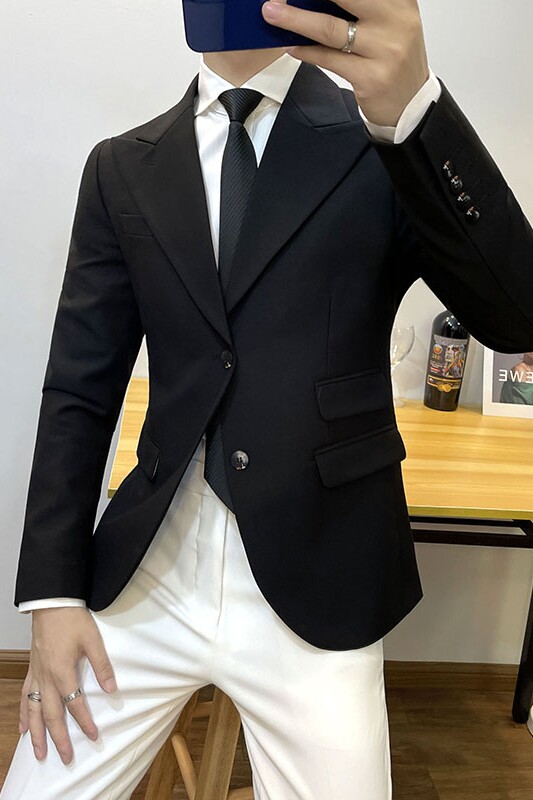 2025秋装黑色新款品质西装英伦小西服男士外套DX2215-P138,男装西服,星座197
