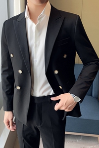 秋冬厚实高品质双排扣商务西装新郎结婚西服男套装潮LJT2212-P215图片