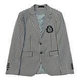 2025新款秋冬千鸟格休闲西服网红小西装胸章格子外套DX2207-P155，男装西服，星座197