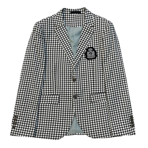 2025新款秋冬千鸟格休闲西服网红小西装胸章格子外套DX2207-P155图片
