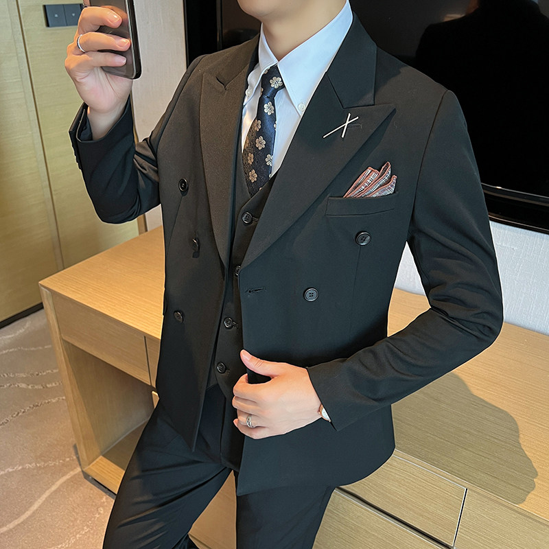 2025高品质大码西装男套装双排扣新郎结婚礼服正品SJT2404-P210,男装西服套装,星座197