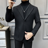 法式大领子高品质麂皮绒西装外套男修身浅棕色西装XZ5533-P155，男装西服套装，星座197