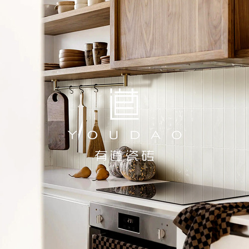 奶油风波浪面长条砖厨房浴室墙砖