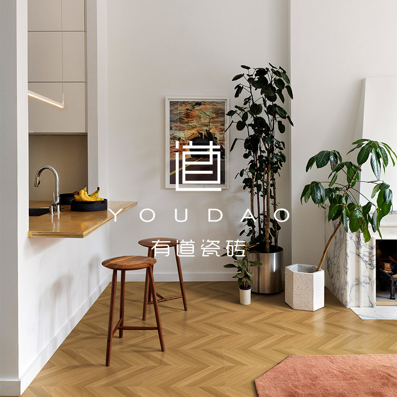 拼花鱼骨木纹砖凡尔赛瓷砖客厅卧室花园防滑地砖民宿咖啡厅复古砖