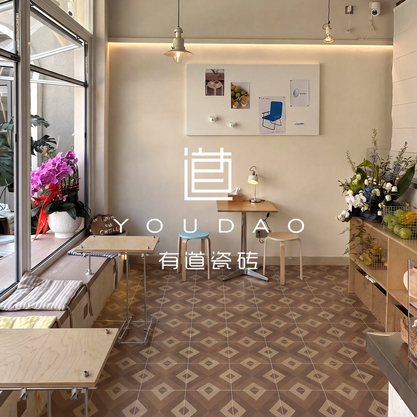 复古花砖厨房卫生间阳台地砖餐饮店铺咖啡厅防滑瓷砖露台浴室厕所