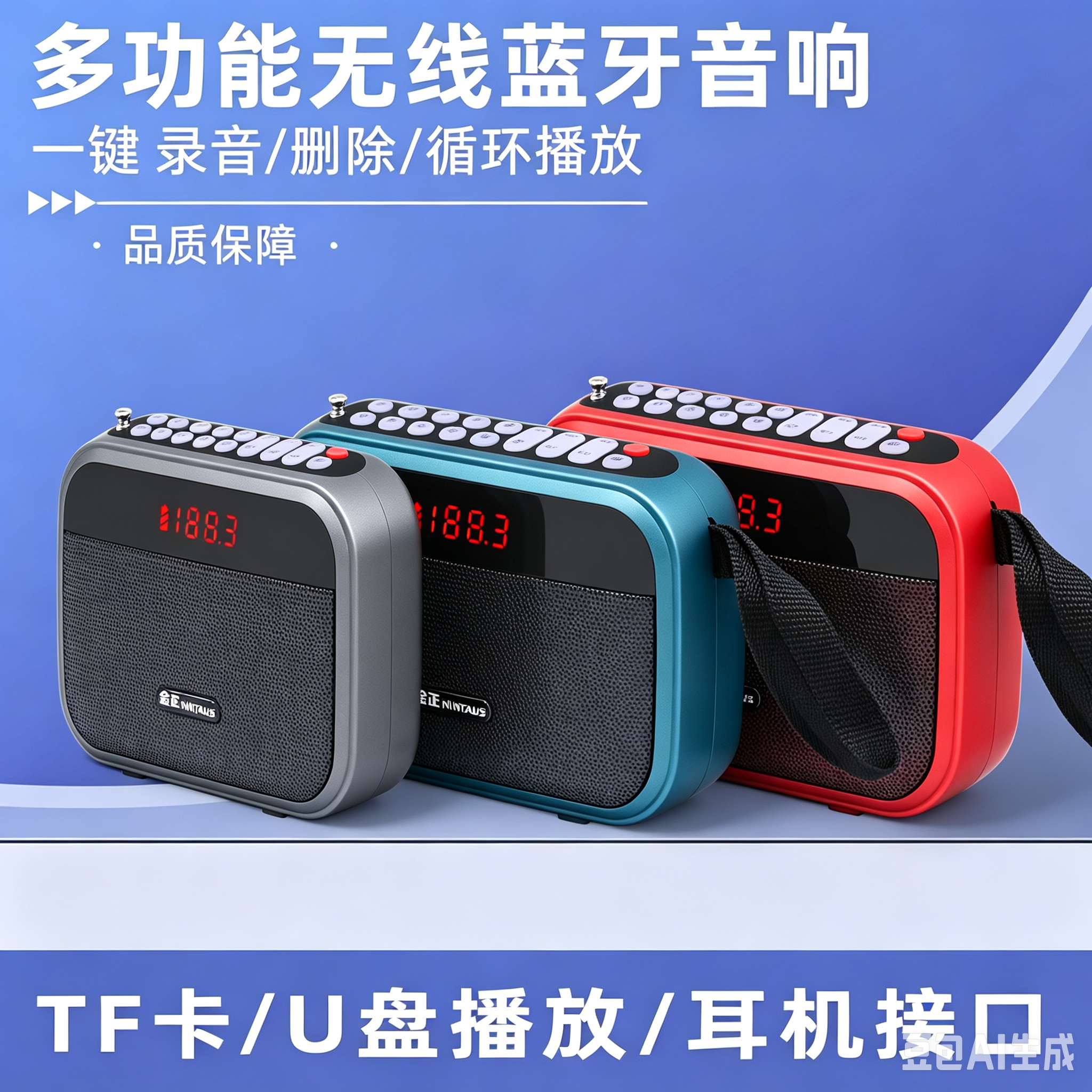 金正J51无线蓝牙音箱重低音高保真FM收音插卡U盘耳机数字点歌录音