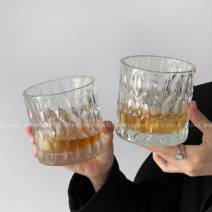 趣皿 玻璃威士忌酒杯创意菱叶杯简约洋酒杯高级感家用店用酒杯子