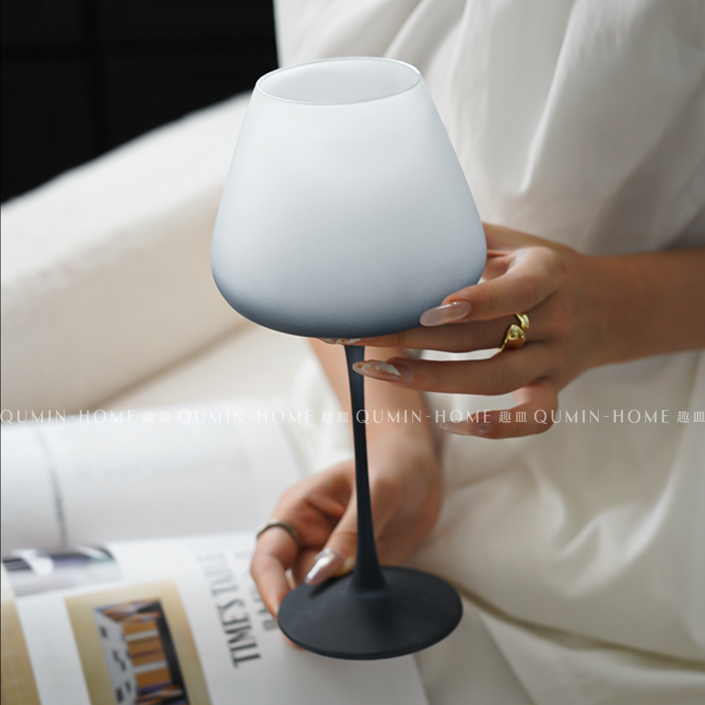 趣皿欧式高颜值玻璃杯高脚杯葡萄酒杯家用微醺特调鸡尾酒杯红酒杯