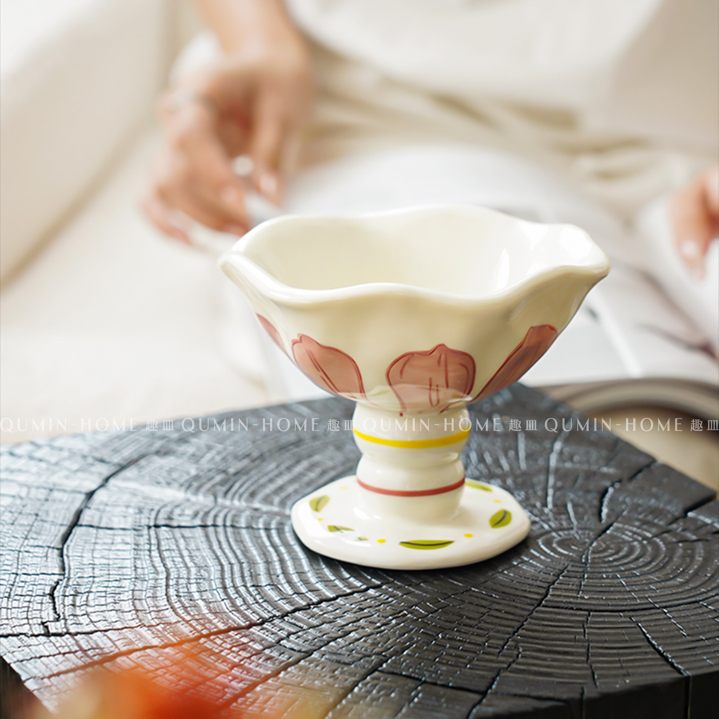 趣皿创意风陶瓷杯高脚冰激凌碗甜品碗高颜值家用雪糕杯甜品蛋糕杯