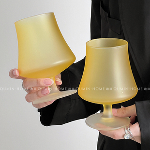 趣皿 鸡尾酒玻璃杯黄昏暮光高颜值葡萄酒杯磨砂大杯红酒杯子 新款