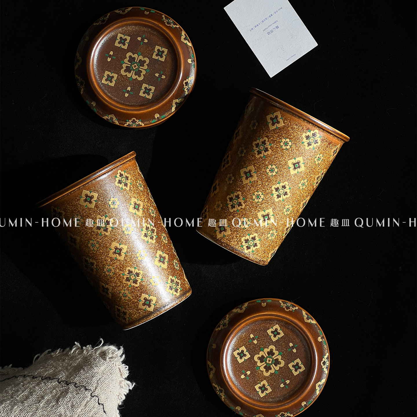 趣皿轻奢陶瓷带盖手握马克杯