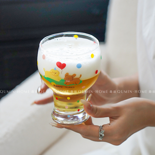趣皿卡通小狗啤酒杯创意玻璃杯酒杯家用杯子可爱轻奢高颜值扎酒杯