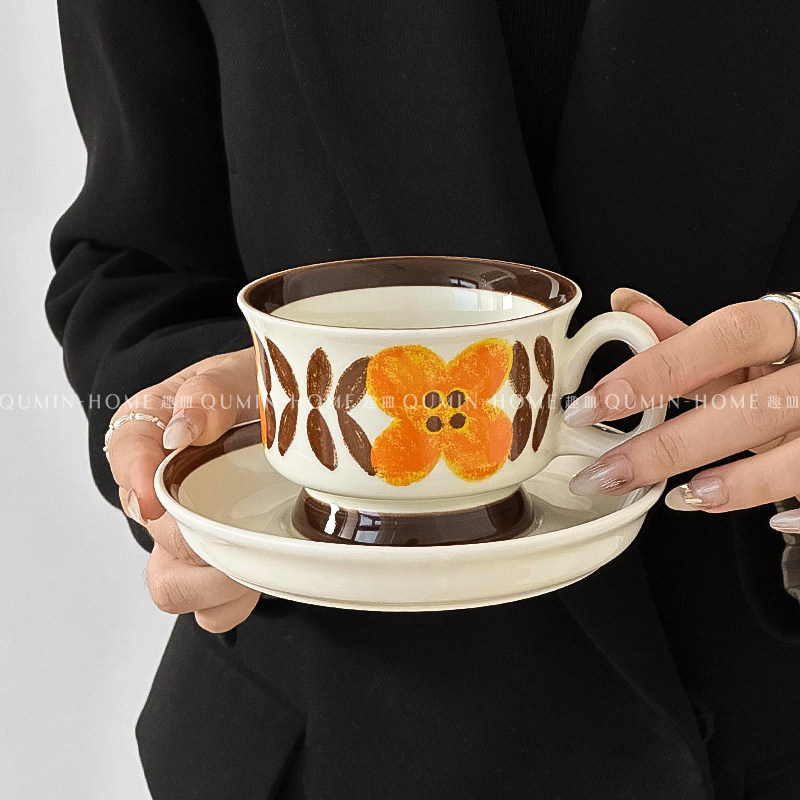 艺术手绘咖啡杯创意陶瓷杯碟套装精致伴手礼下午茶马克杯拿铁杯子,餐饮具,咖啡杯,淘宝优惠券,粉丝福利购,淘宝优惠卷