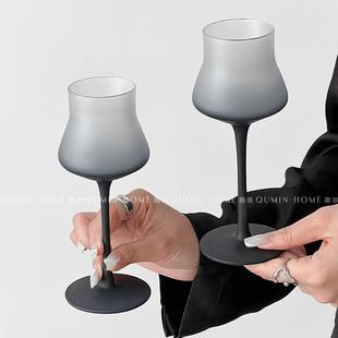 趣皿ins风磨砂玻璃红酒杯复古高脚杯轻奢香槟杯子高级感葡萄酒杯