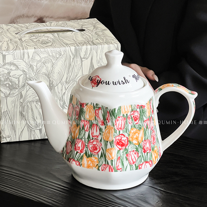 趣皿复古风高级感陶瓷水壶伴手礼茶具套装八角壶高颜值茶壶咖啡壶