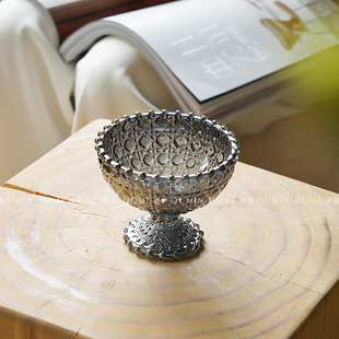 趣皿小众珠点高脚杯甜品杯家用冰沙酸奶杯冰淇淋甜品杯玻璃杯子