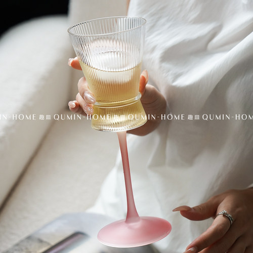 趣皿法式缠腰香槟杯创意高脚玻璃杯高档葡萄酒杯红酒杯家用调酒杯