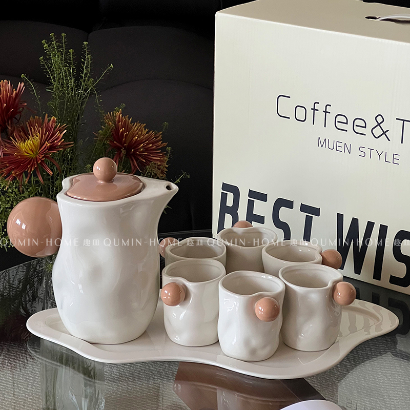 趣皿轻奢水杯套装高级感待客陶瓷茶杯子水壶茶具套装乔迁新居礼物