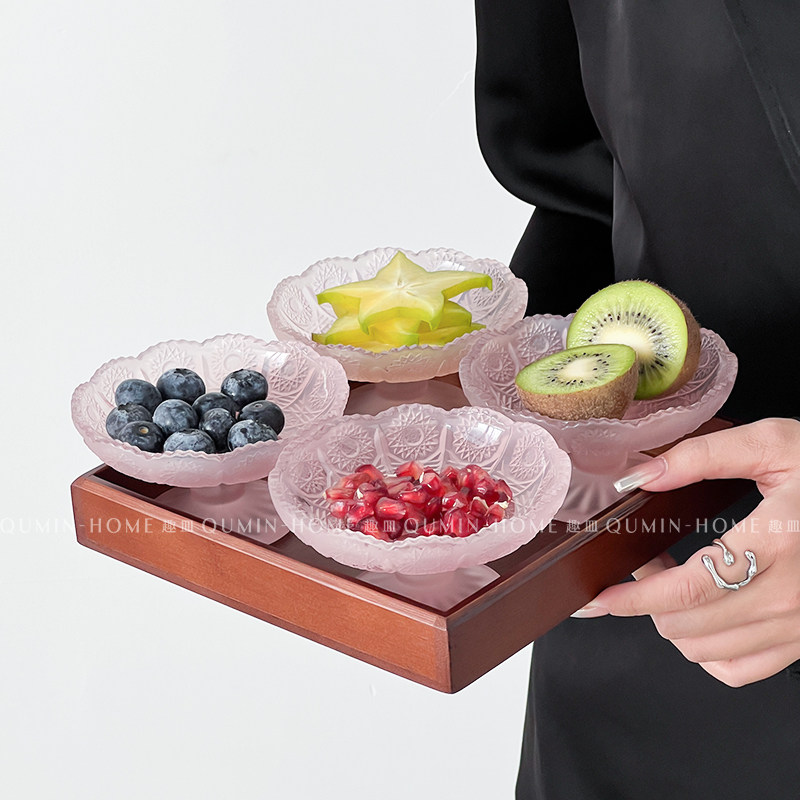 趣皿矮脚磨砂粉盘子高级感果盘客厅家用零食盘待客甜品干果盘套装,餐饮具,果盆/果盘/果篮,淘宝优惠券,粉丝福利购,淘宝优惠卷