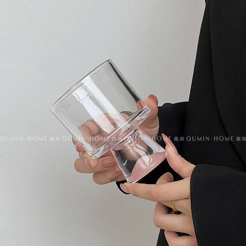 甜筒杯磨砂粉玻璃杯女高颜值水杯夏天冷饮杯子家用办公室喝水杯