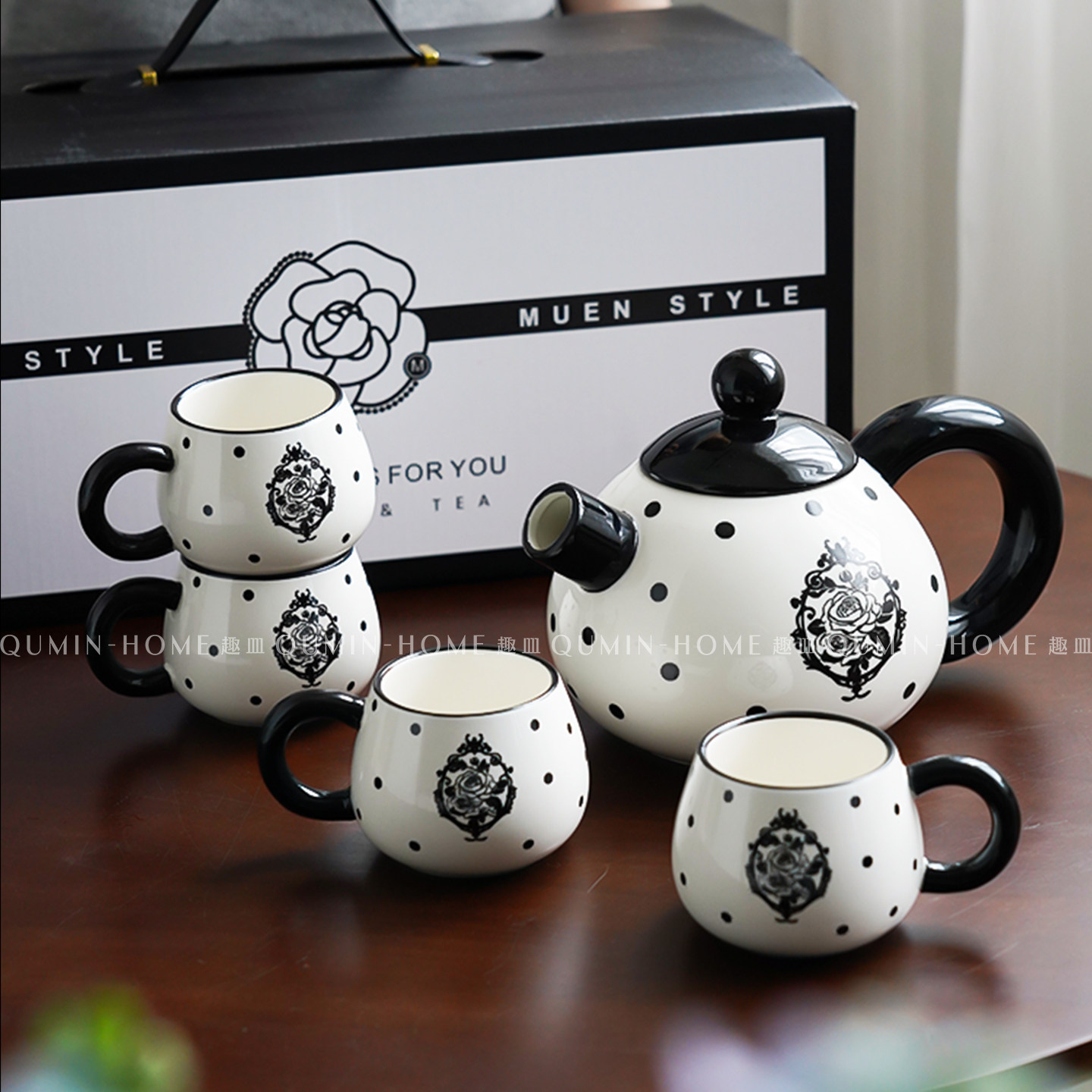 趣皿轻奢陶瓷茶杯套装家用待客水杯茶具茶壶水壶套装乔迁新居礼物