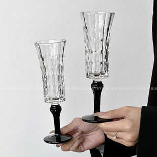 爱丽丝钻酒杯瘦款 趣皿 黑底氛围感高端精致杯子浮雕香槟杯红酒杯