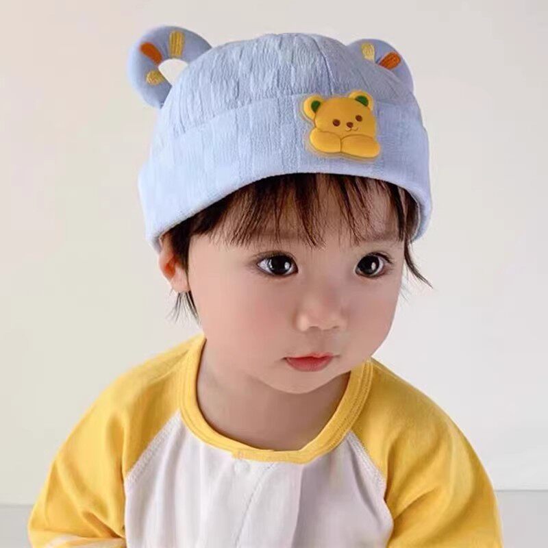 婴儿帽子春秋款可爱小熊男宝宝地帽子
