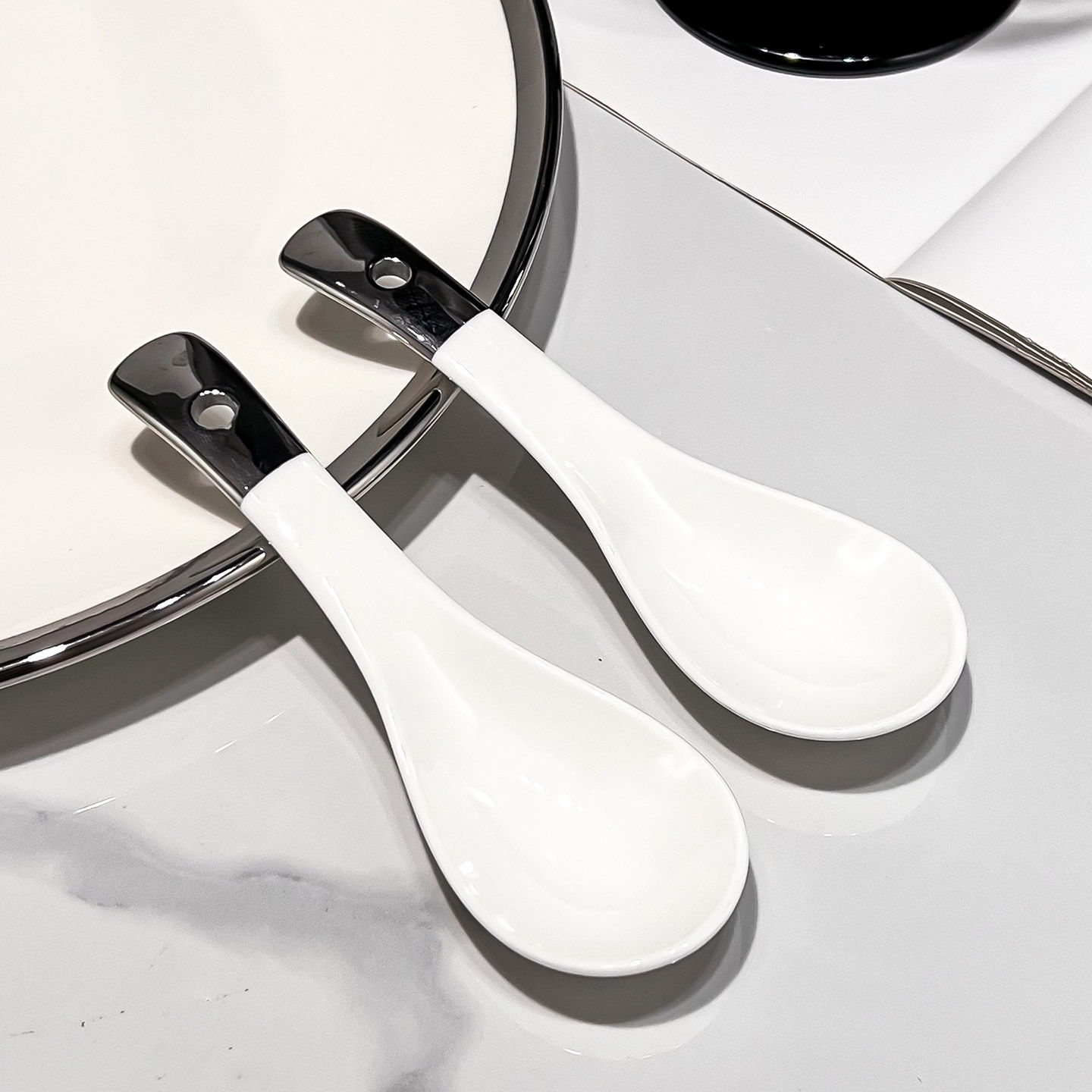 高档轻奢北欧风陶瓷勺子家用喝汤勺饭勺粥勺创意简约搅拌调羹汤勺,餐饮具,调羹/饭勺,淘宝优惠券,粉丝福利购,淘宝优惠卷