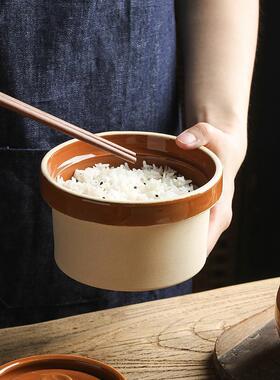 陶瓷带盖食格大容量蒸饭蒸菜碗土碗饭店家用复古土陶碗酒店钵仔碗
