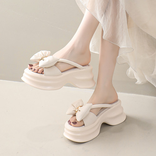 配裙子增高显瘦踩屎感凉拖