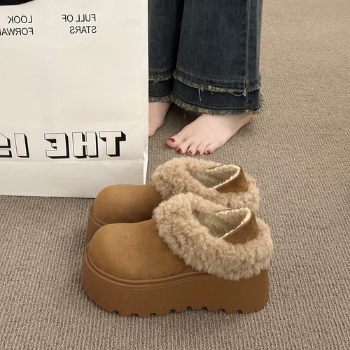 松糕厚底增高加绒全包勃肯鞋