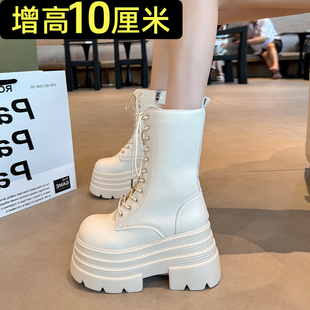 厚底马丁靴女款2026新款英伦风春秋单靴百搭10cm内增高小个子短靴