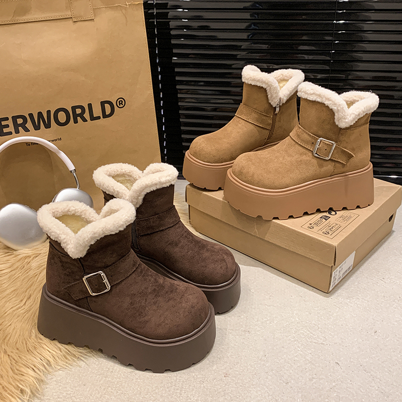 松糕厚底雪地靴女款2024冬季