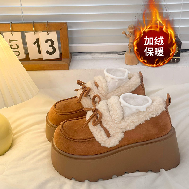 7cm松糕厚底加绒豆豆勃肯鞋