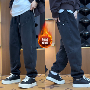 帅气运动风束脚裤 裤 男士 百搭潮流拼接工装 加绒轻奢保暖休闲裤 冬季