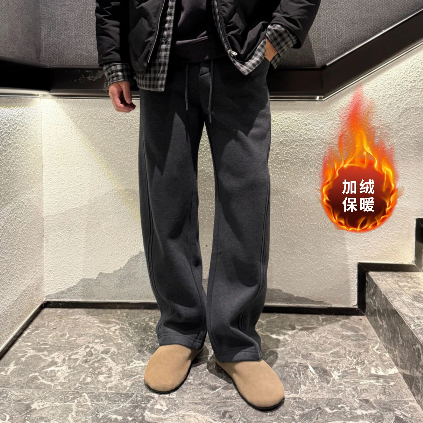 冬季重磅加绒加厚卫裤休闲裤