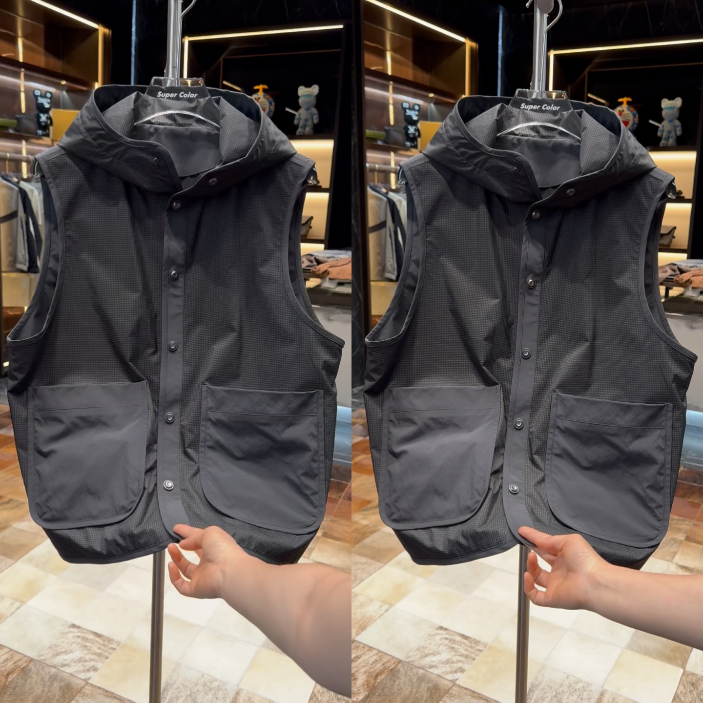 春季男士简约商务休闲连帽马甲背心高级感百搭透气单排扣户外马甲