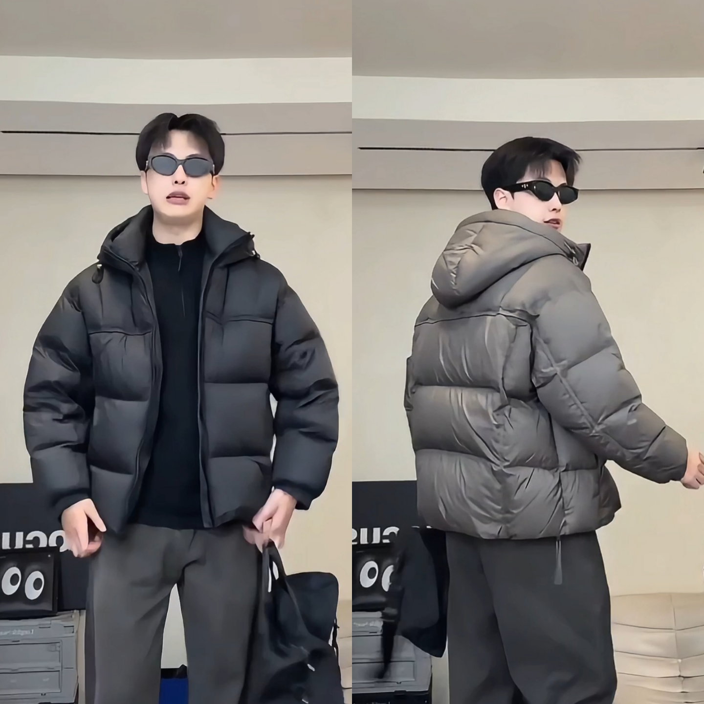 冬季潮牌百搭高级质感泡芙棉服男款轻奢潮流加厚保暖连帽棉衣外套