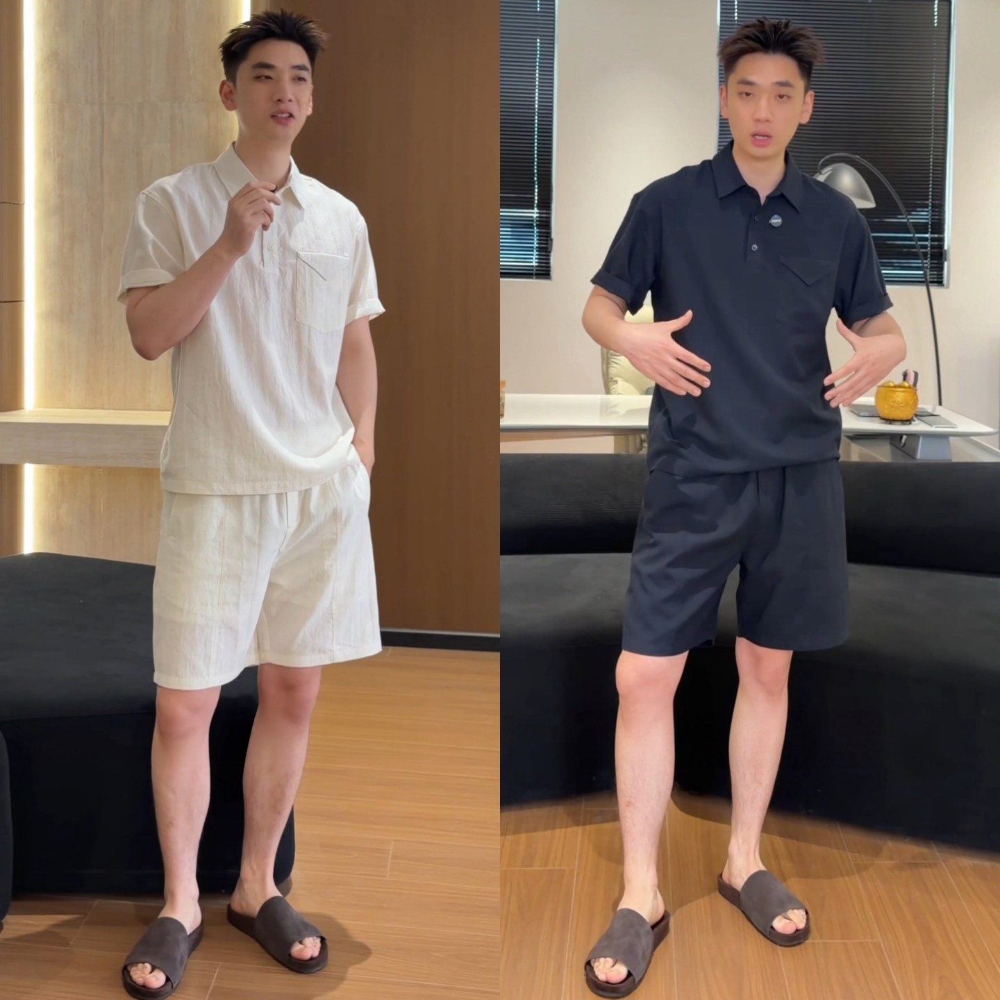 夏季男士度假风短袖短裤休闲套装