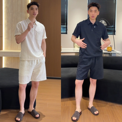 夏季男士度假风短袖短裤休闲套装