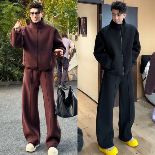 冬季男士保暖双面摇粒绒套装