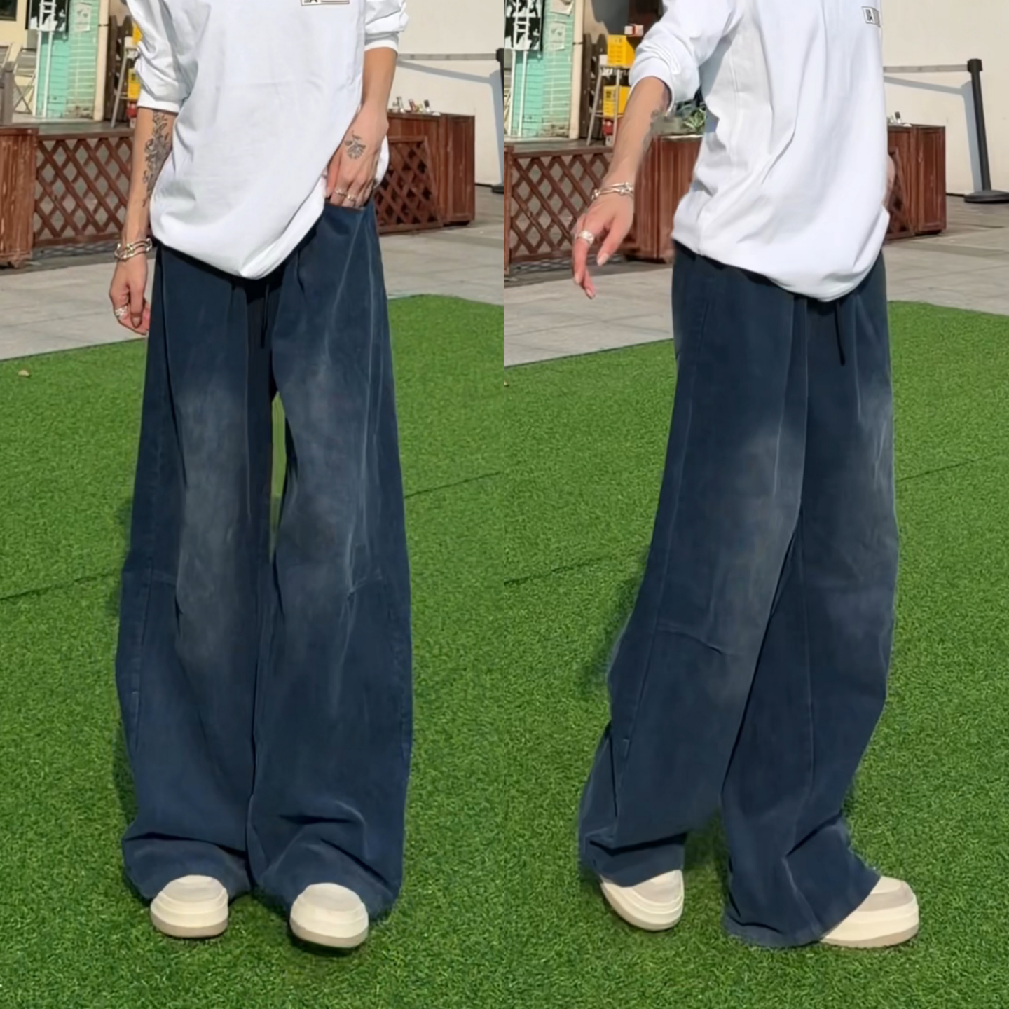 美式做旧复古男士垂感休闲直筒裤