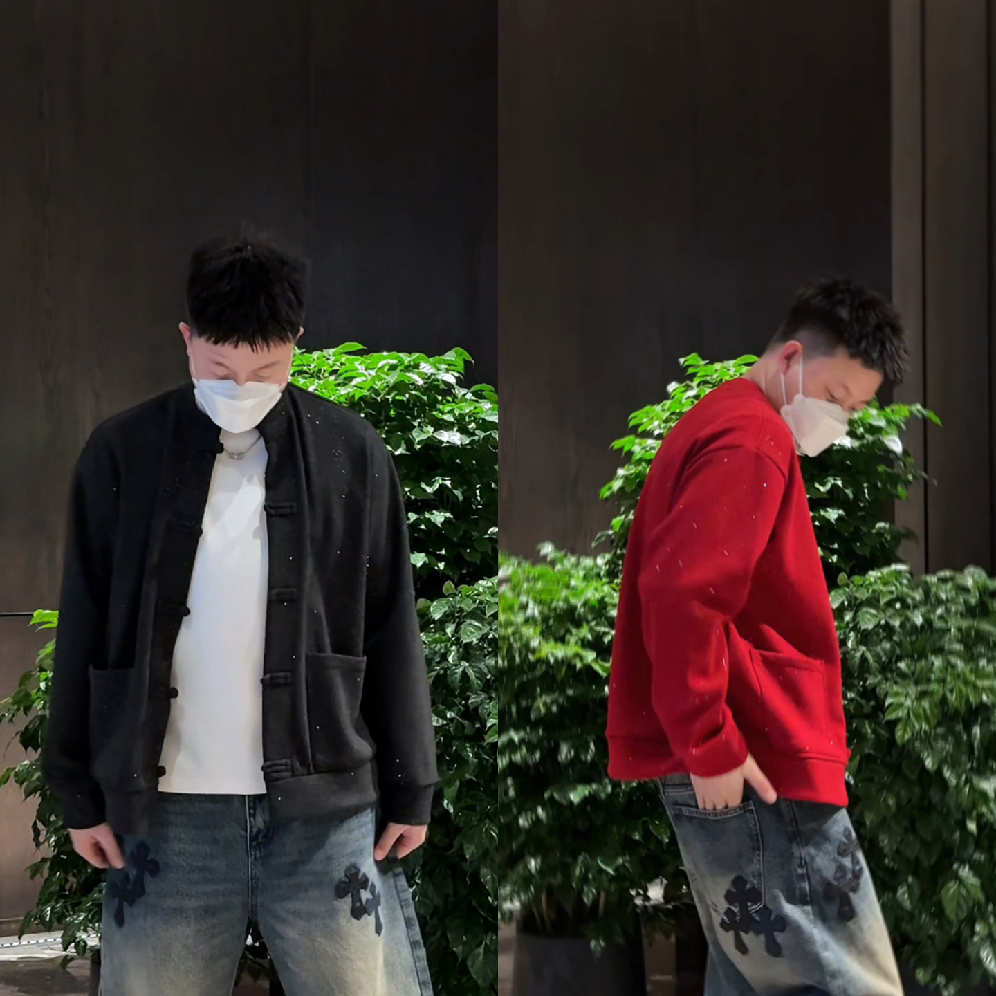 冬季中式简约立领盘扣开衫卫衣男士本命年满天星国风潮流厚款外套