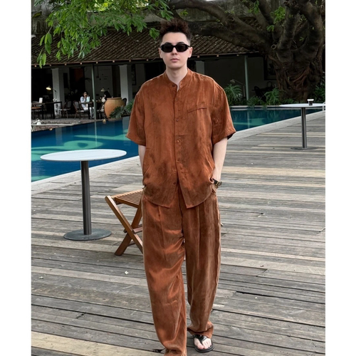 夏季男士极简老钱风高级感两件套