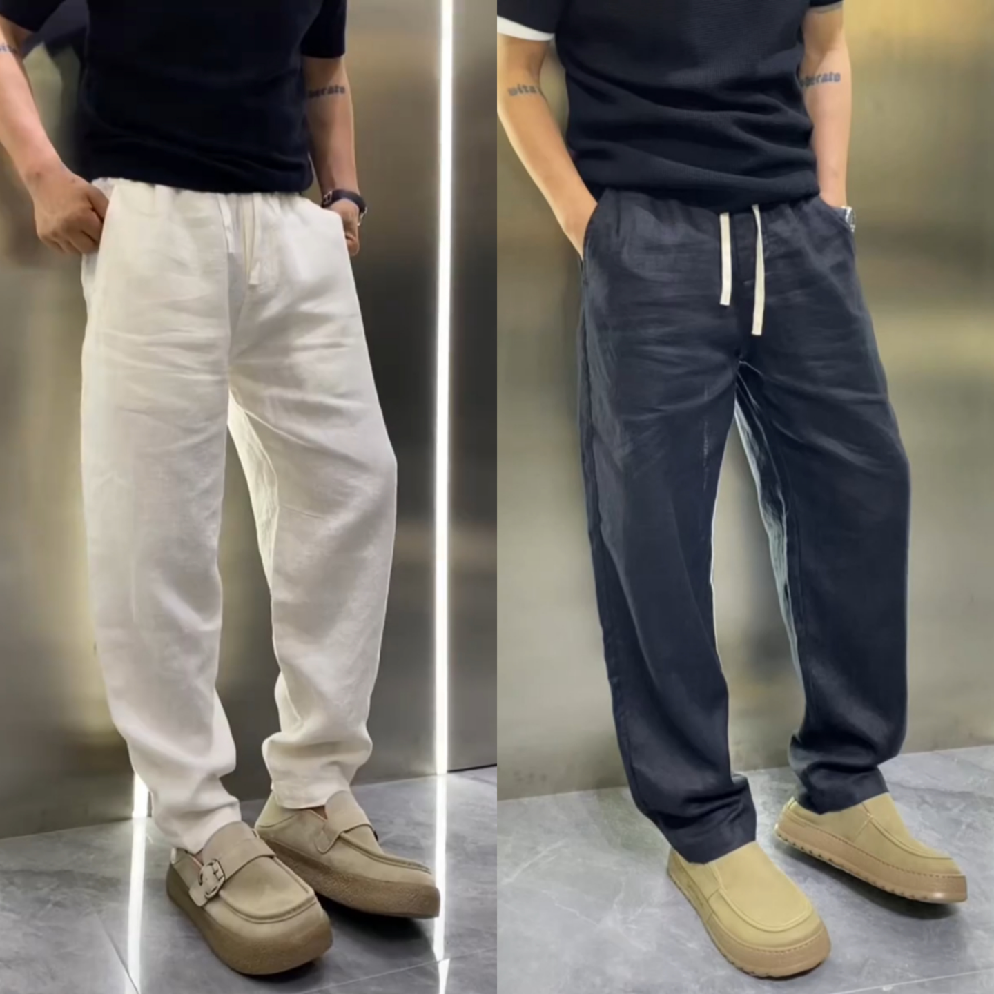 夏季莱赛尔男士微锥显瘦休闲长裤